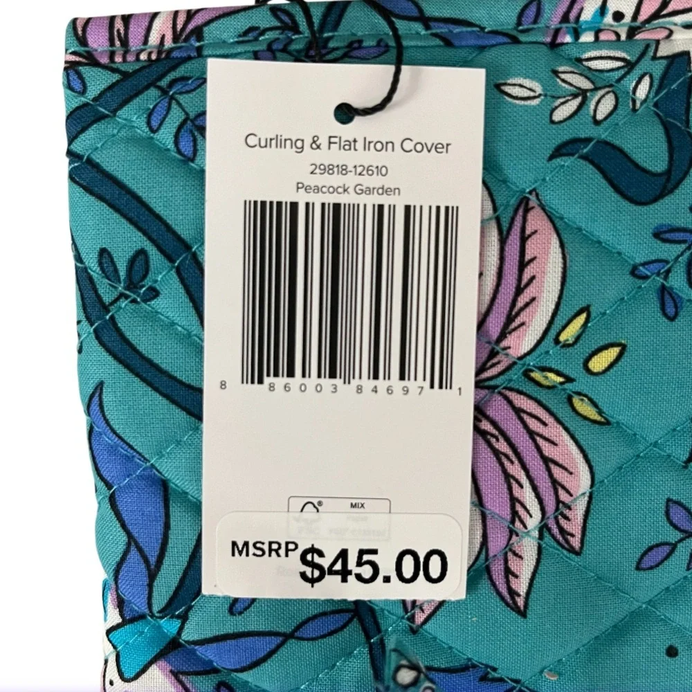NWT Vera Bradley Quilted Travel Curling/Flat Iron Cover Peacock Garden